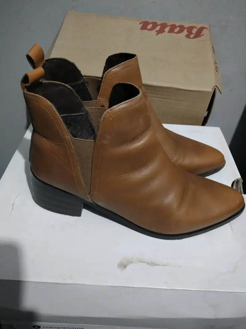 Botines de cuero marrón para mujer - 2