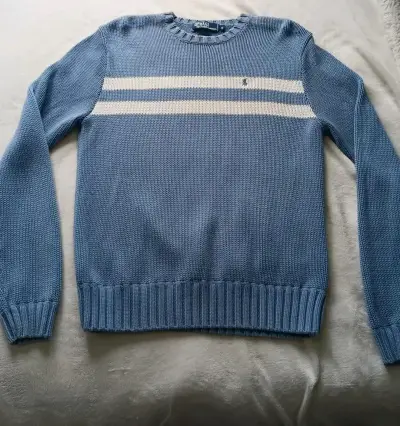 Suéter azul Polo Ralph Lauren con franjas - miniatura 1