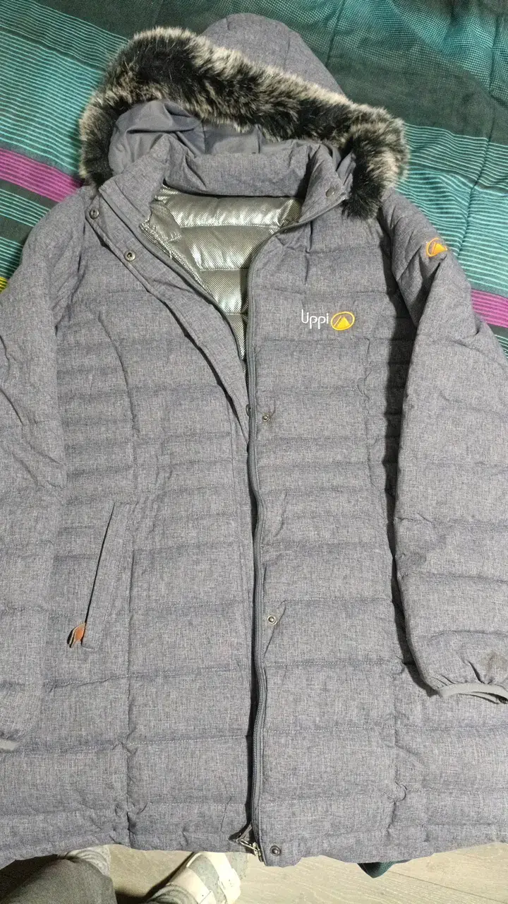 Parka gris con capucha de piel Lippi - 1