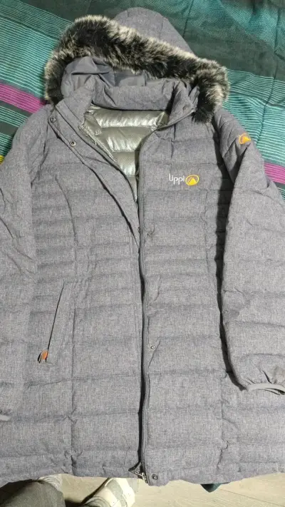 Parka gris con capucha de piel Lippi - miniatura 1