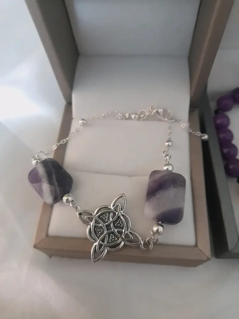 Pulsera de plata brasilcon amatista y diseño celta - 1