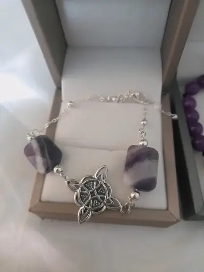 Pulsera de plata brasilcon amatista y diseño celta - miniatura 1
