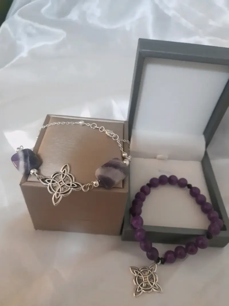 Pulsera de plata brasilcon amatista y diseño celta - 4