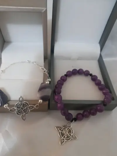 Pulsera de plata brasilcon amatista y diseño celta - miniatura 5