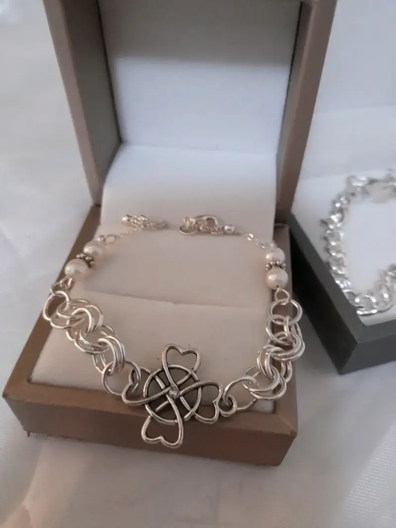 Pulsera de plata brasileña con dije nudo - 5
