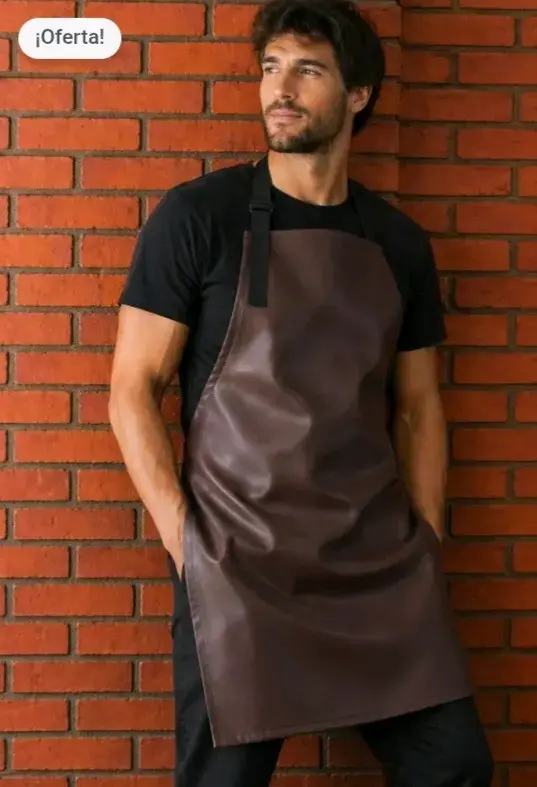 Delantal deeco cuero marrón para cocina