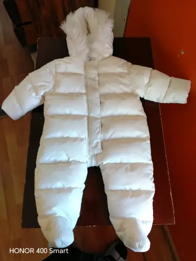 Enterito de invierno para bebé blanco con capucha - miniatura 1