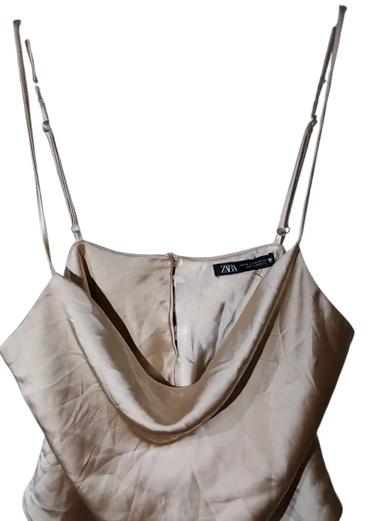 Top de tirantes beige satinado Zara - 3