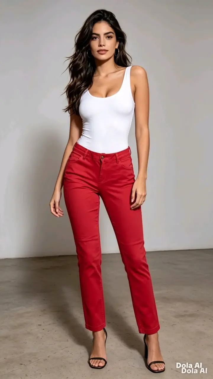 Pantalones rojos de mujer estilo casual