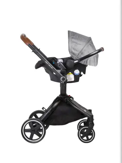 Coche de bebé Bebesit gris con capota ajustable - miniatura 2