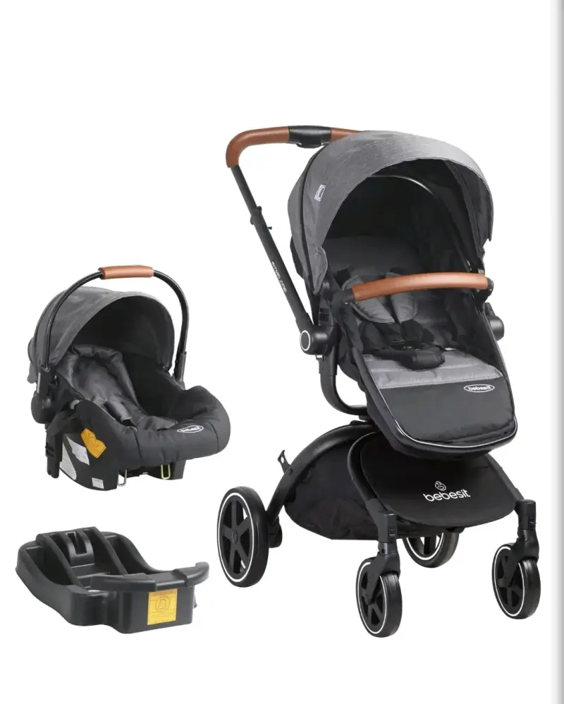 Coche de bebé Bebesit gris con capota ajustable - 4