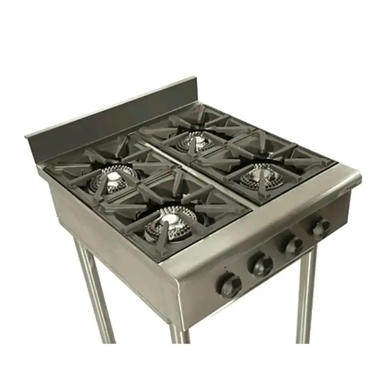 Cocina industrial de acero inoxidable 4 quemadores