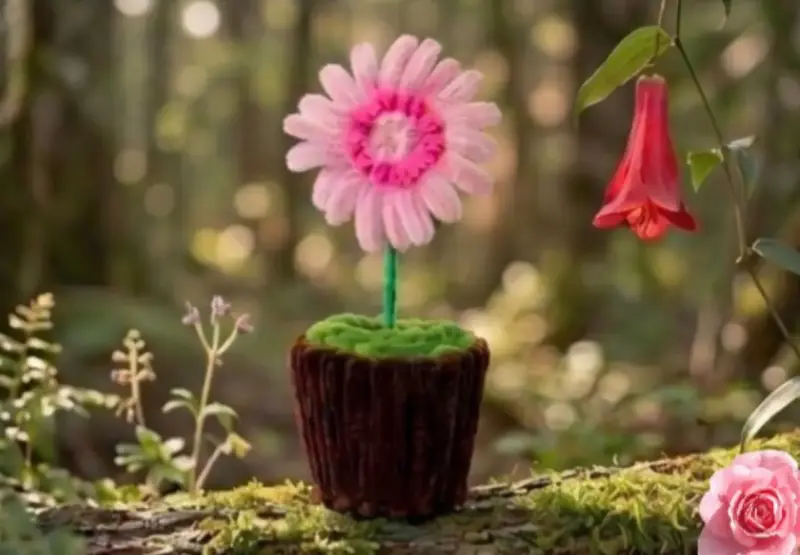 Flor decorativa de limpiapipas hecha a mano
