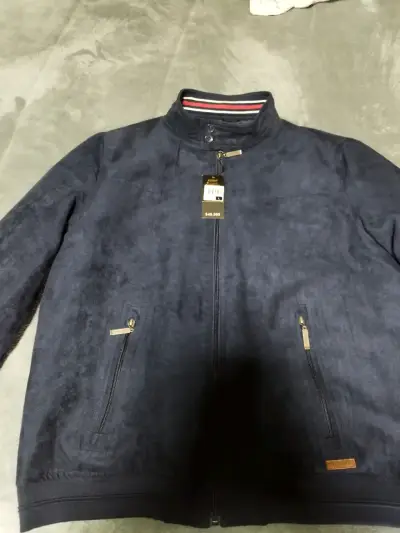 Chaqueta azul marino de gamuza para hombre - miniatura 1