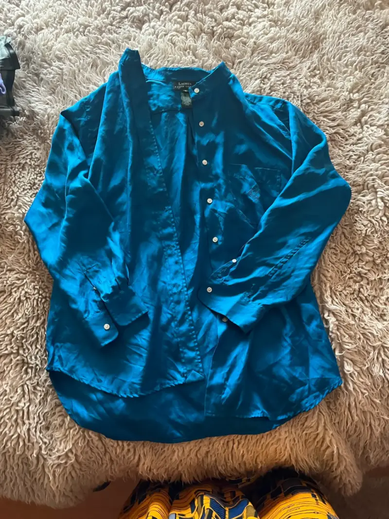 Camisa de seda azul Ralph Lauren para mujer