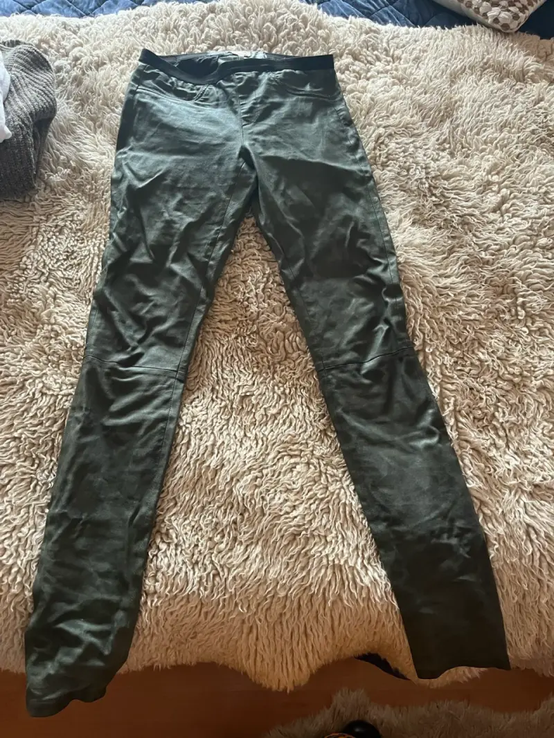 Pantalones verdes cuero real Helmut Lang talla 10 - 1