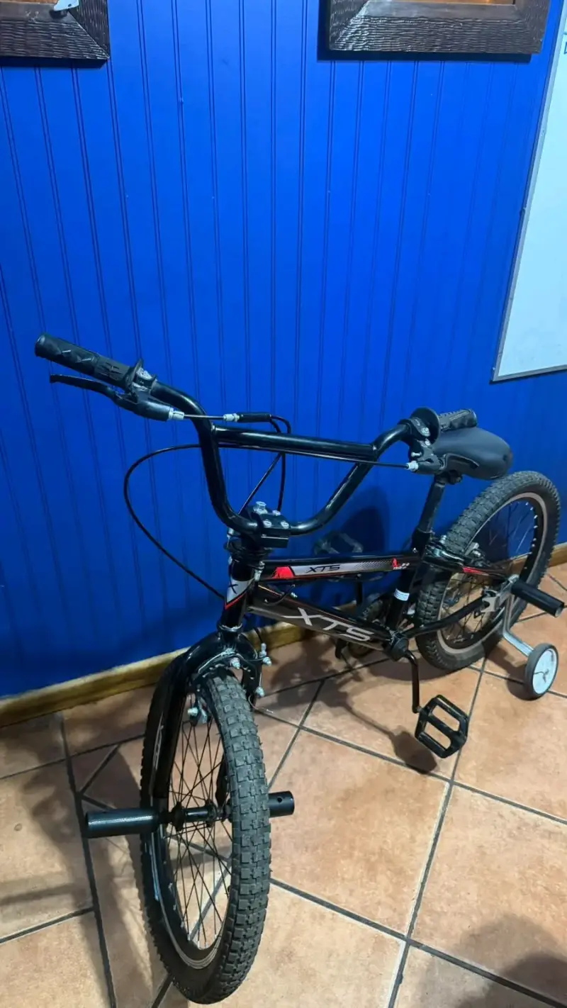 Bicicleta BMX Negra con Ruedas de Entrenamiento - 1
