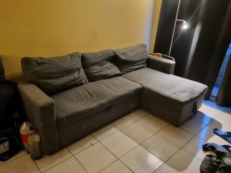 Sillón en L con sofá cama y baúl - 1