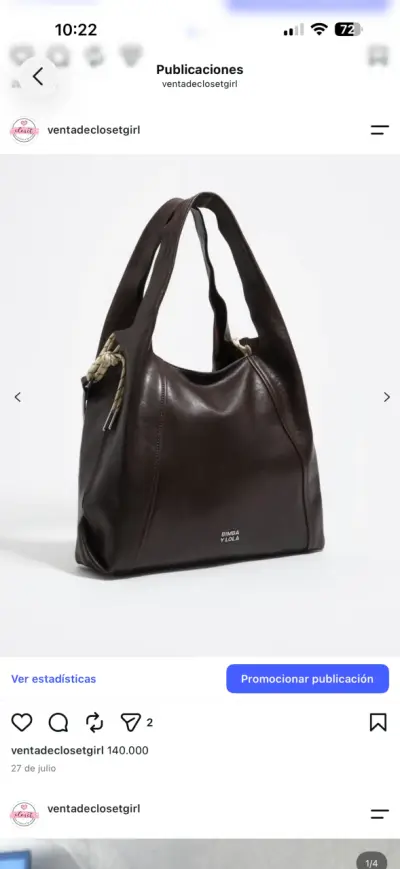 Bolso de cuero marrón Bimba y Lola - miniatura 1