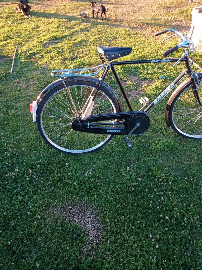Bicicleta clásica de paseo negra con portaequipajes - 2