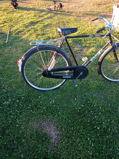 Bicicleta clásica de paseo negra con portaequipajes - miniatura 2