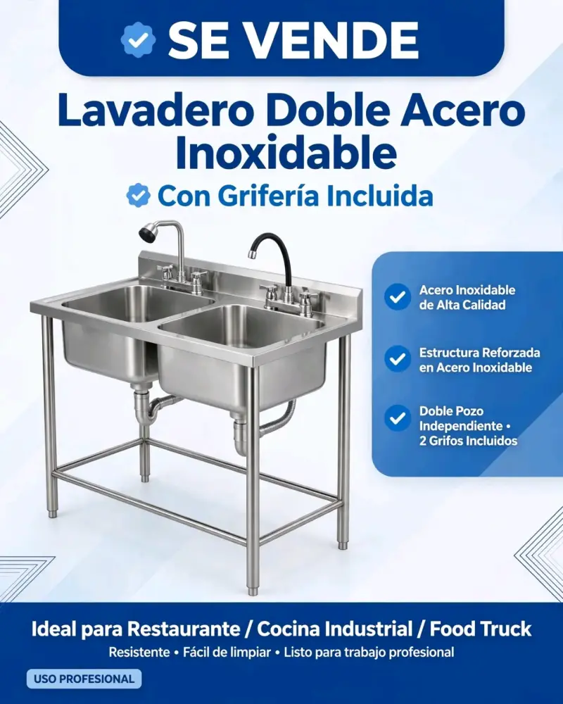 Lavadero Doble Acero Inoxidable con Grifería