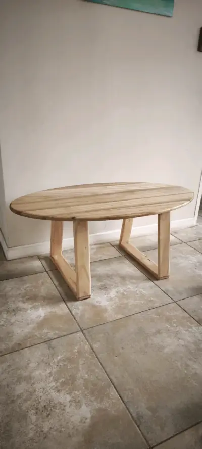 Mesa de Centro Ovalada de Madera Natural - miniatura 2