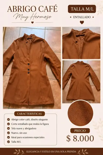 Abrigo Café Elegante Talla M/L - miniatura 1