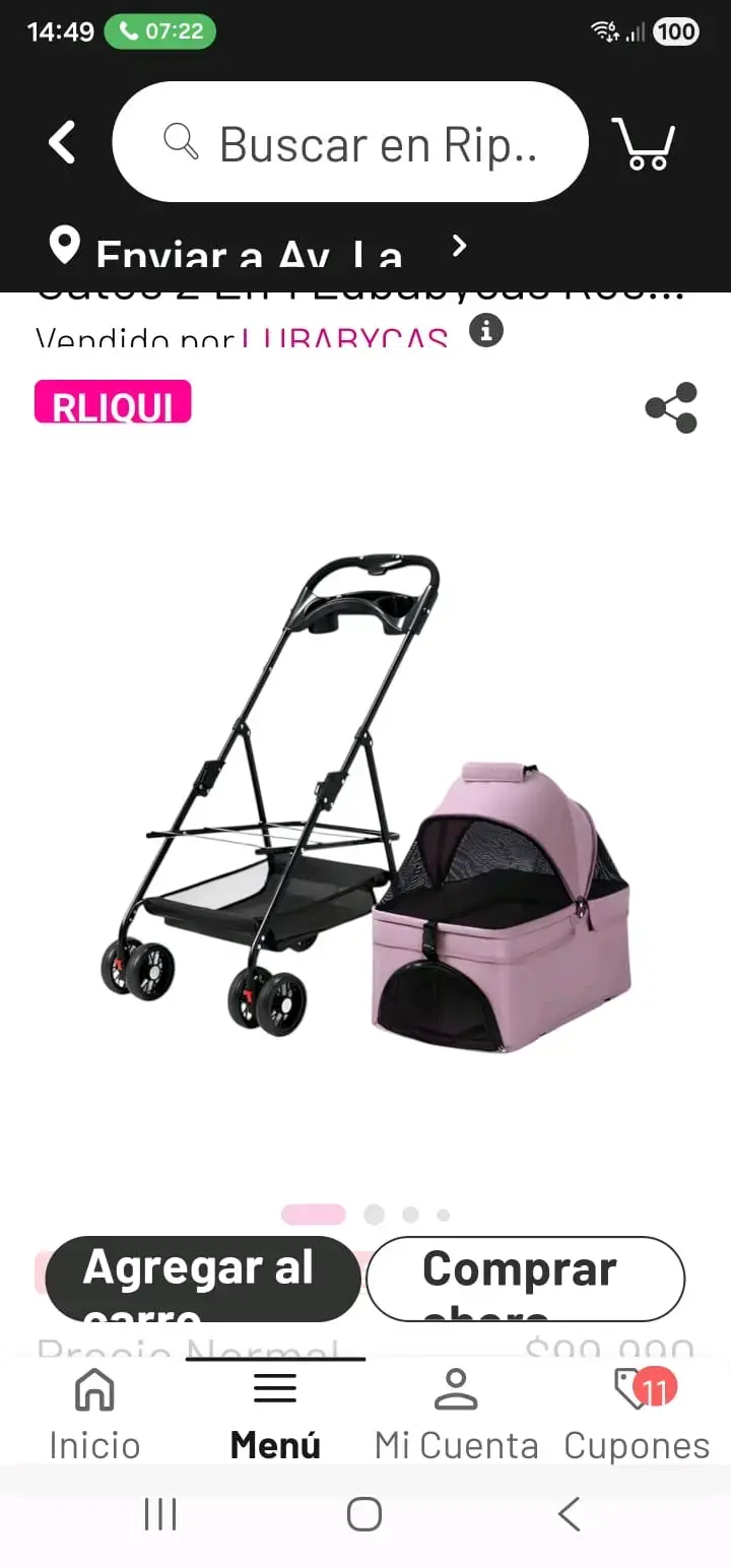 Coche para mascotas 2 en 1 rosa