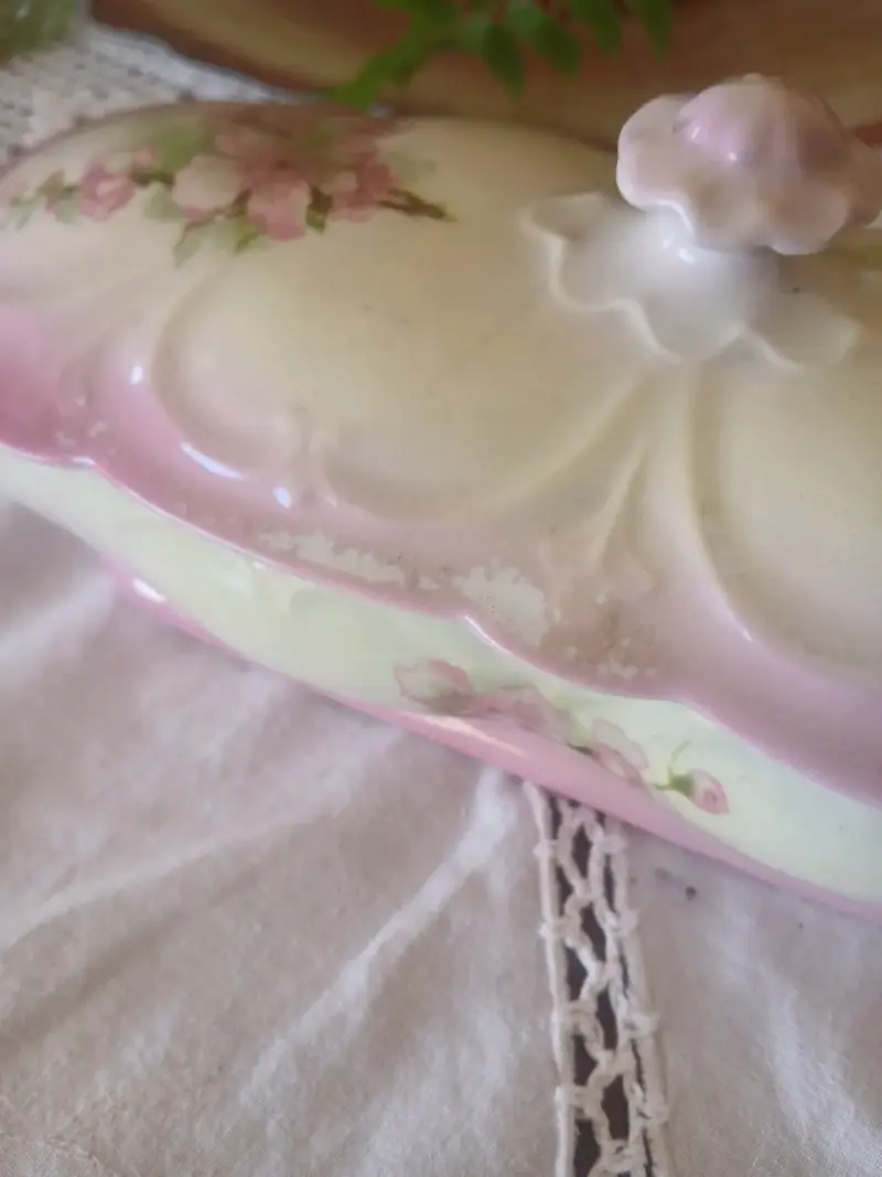 Caja de porcelana floral vintage - 4