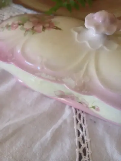 Caja de porcelana floral vintage - miniatura 4