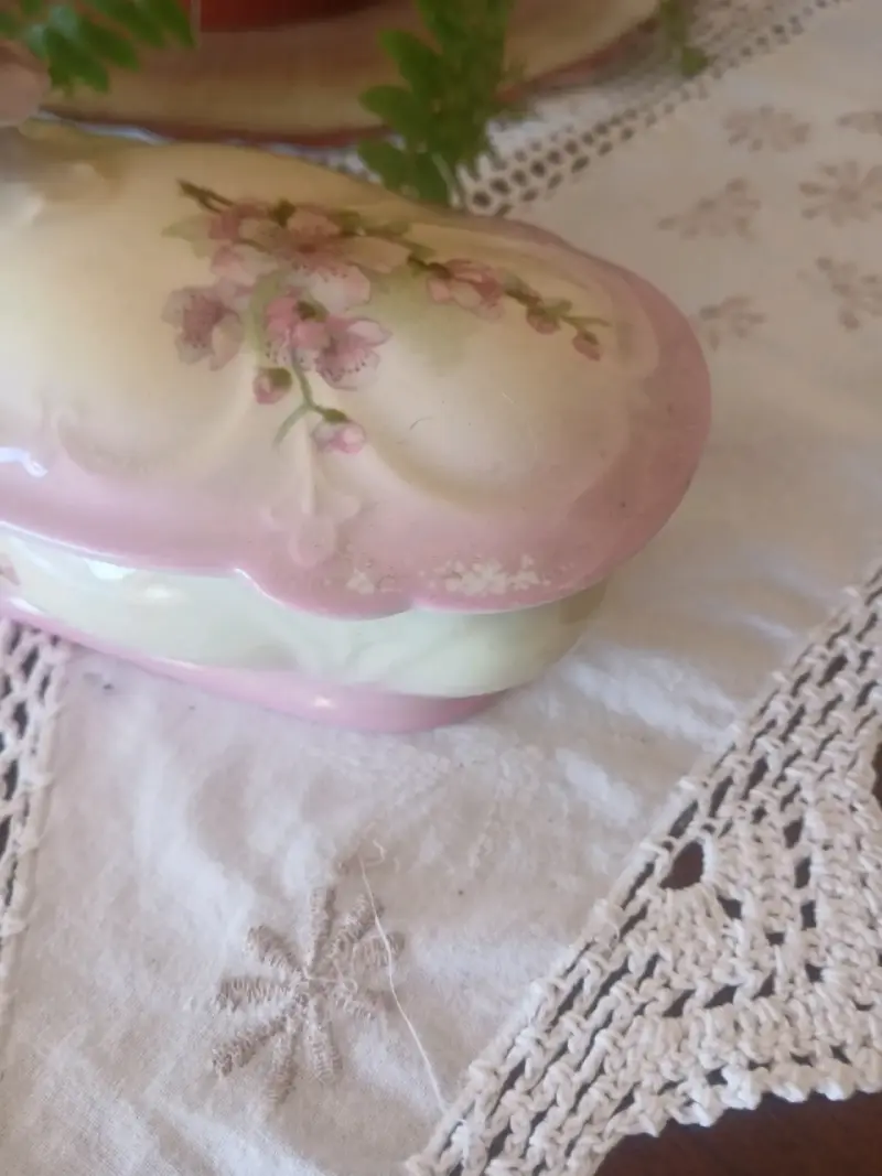 Caja de porcelana floral vintage - 5