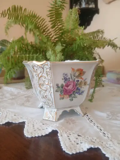Jarrón de porcelana floral Jimenau Alemania - miniatura 1