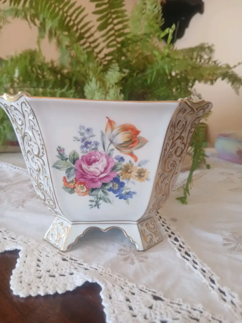 Jarrón de porcelana floral Jimenau Alemania - 2