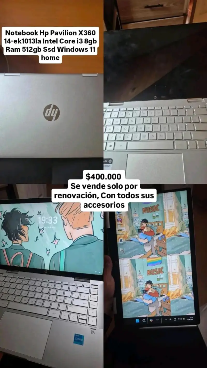 Notebook HP Pavilion X360 14-ek1013la con Intel Core i3