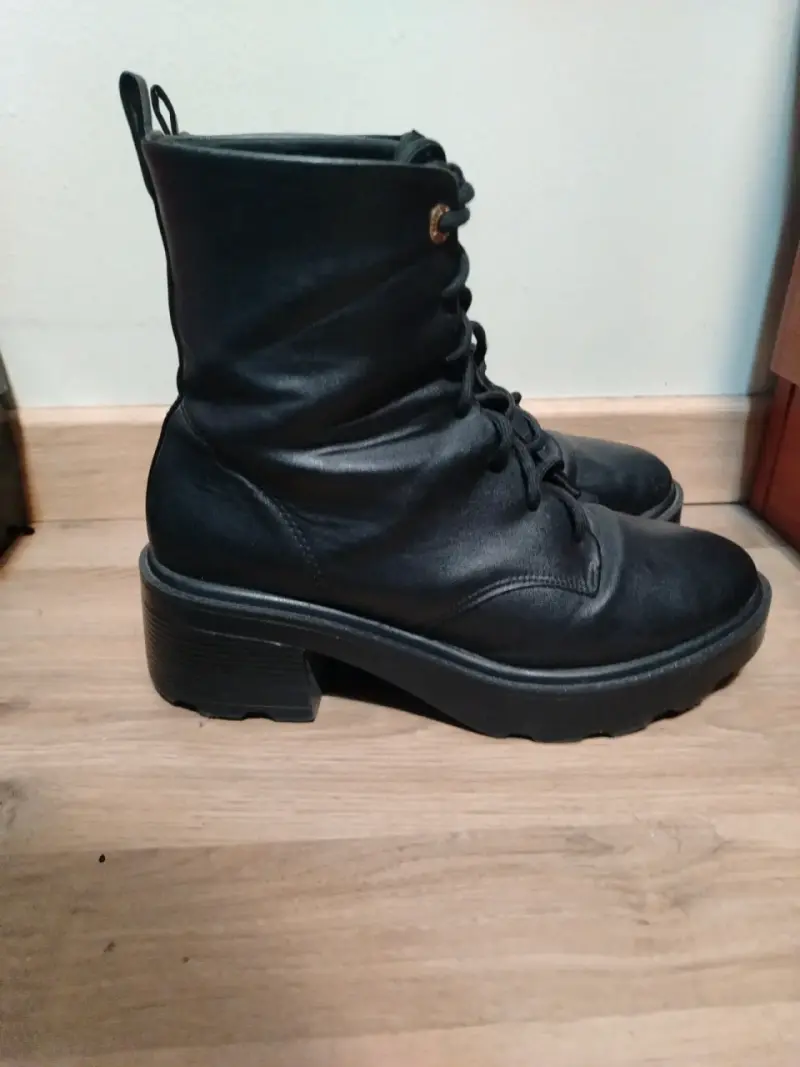 Botines de cuero negro con plataforma - 3