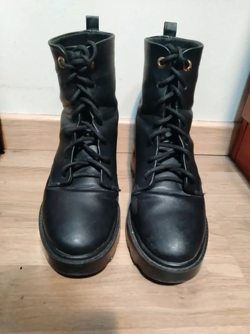 Botines de cuero negro con plataforma - 4