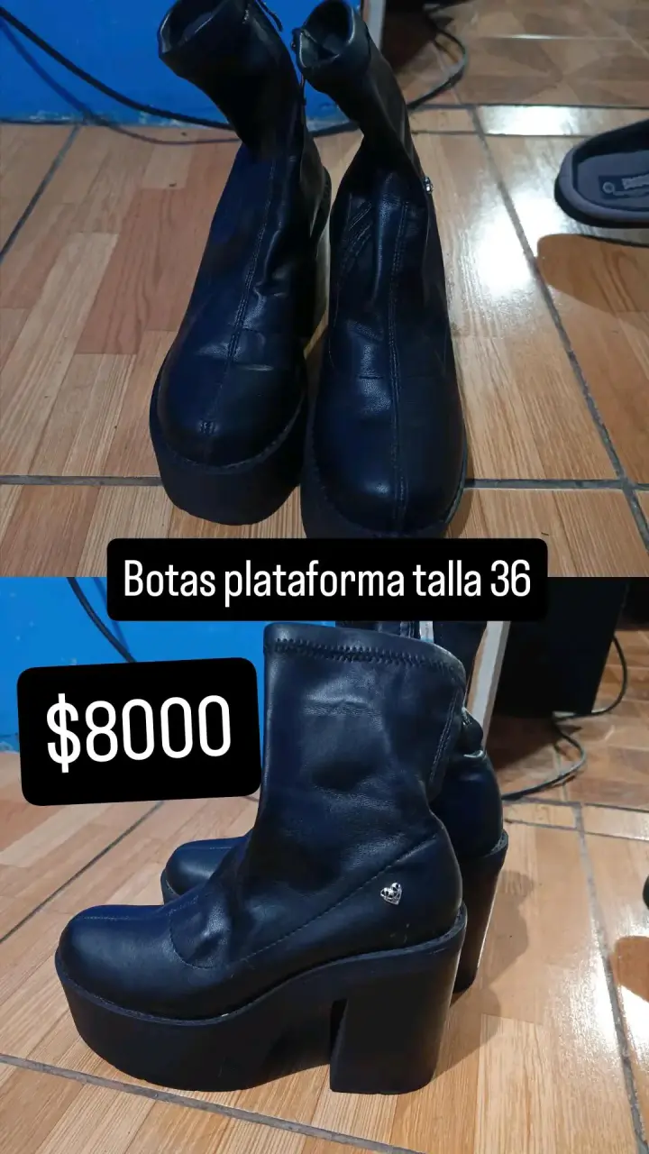 Botas plataforma negras talla 36