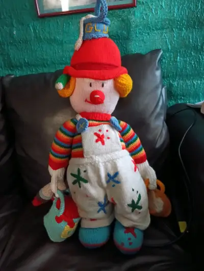 Muñeco de lana payaso hecho a mano - miniatura 1