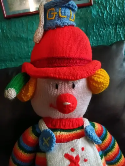 Muñeco de lana payaso hecho a mano - miniatura 2