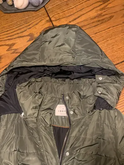 Chaqueta parca parka verde con capucha Icono - miniatura 3