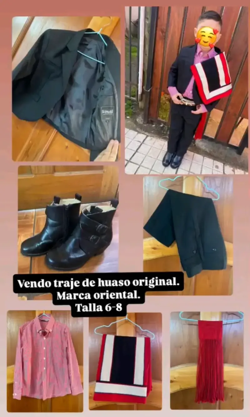 Traje de huaso original para niño talla 6-8