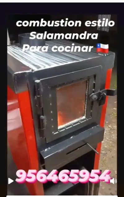 COMBUSTION Estufa a leña estilo salamandra para co - miniatura 1