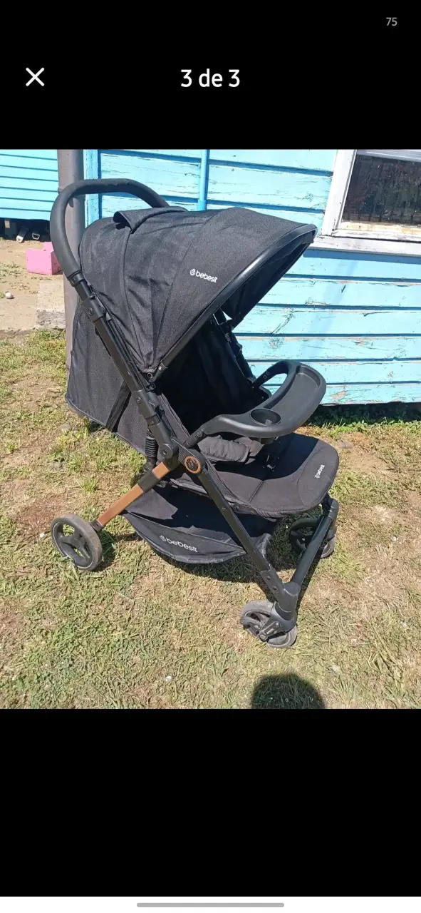 Coche de bebé Bebesit negro plegable - 3