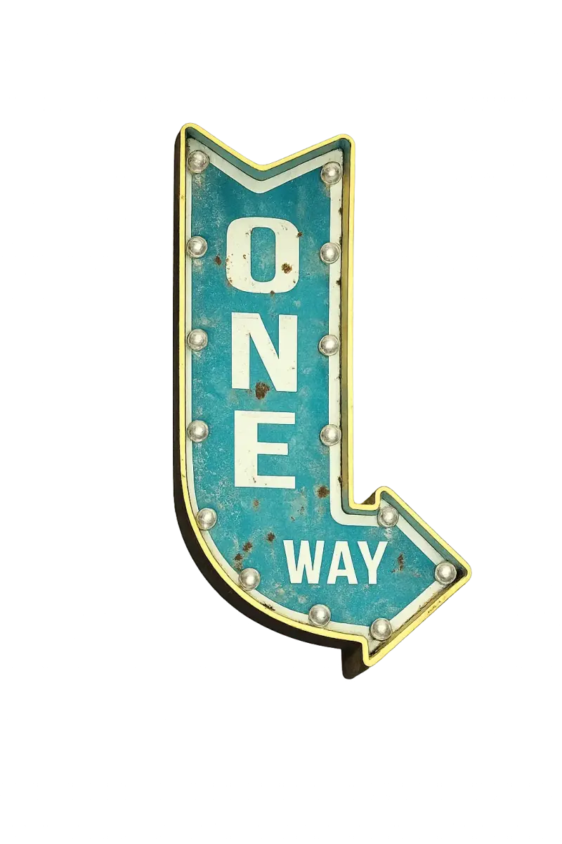 Letrero Vintage One Way Flecha Azul