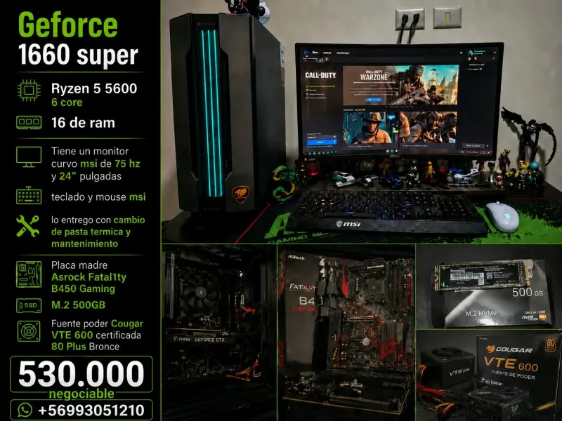 PC Gamer con GeForce 1660 Super y Ryzen 5 5600 - 1