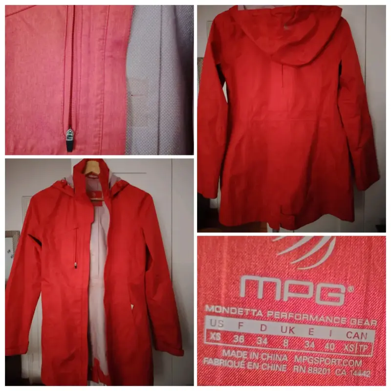 Cortaviento rojo con capucha MPG para mujer