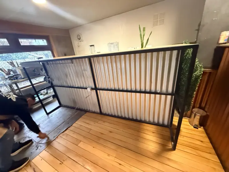 Barra de metal y madera para bar o cocina - 1