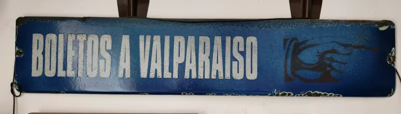 Letrero Vintage 'Boletos a Valparaíso' Azul