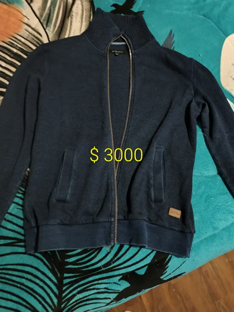 Chaqueta de lana gris con cierre y bolsillos - 3